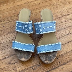 Jack Rogers Blue and White Wedges 8.5